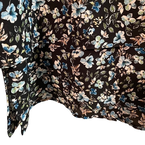J Jill Floral Long Sleeve Button Down Layered Blouse Medium Petite - Picture 5 of 8
